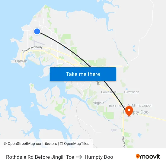 Rothdale Rd Before Jingili Tce to Humpty Doo map