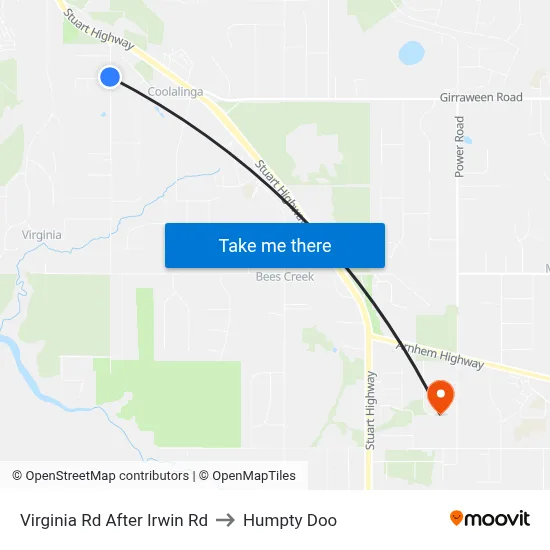 Virginia Rd After Irwin Rd to Humpty Doo map