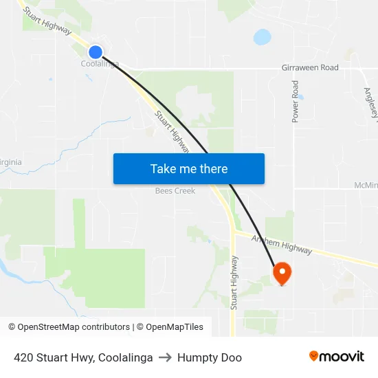 420 Stuart Hwy, Coolalinga to Humpty Doo map