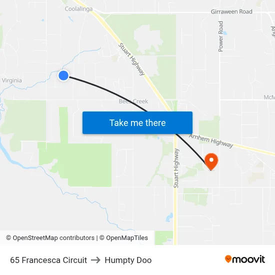 65 Francesca Circuit to Humpty Doo map