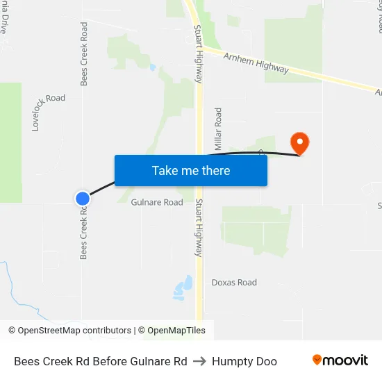 Bees Creek Rd Before Gulnare Rd to Humpty Doo map