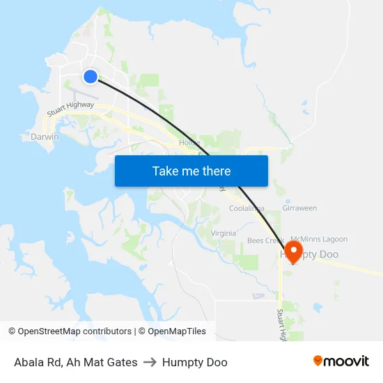 Abala Rd, Ah Mat Gates to Humpty Doo map