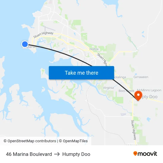 46 Marina Boulevard to Humpty Doo map
