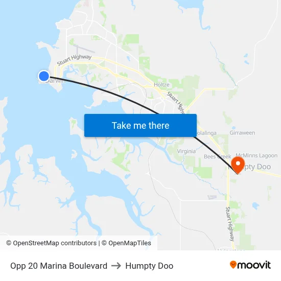 Opp 20 Marina Boulevard to Humpty Doo map