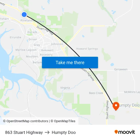 863 Stuart Highway to Humpty Doo map