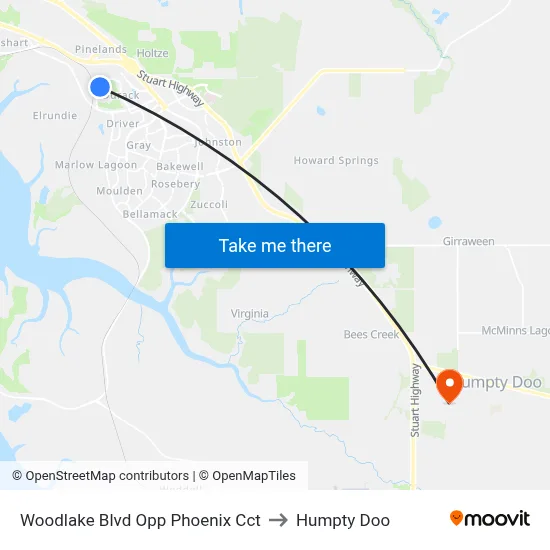 Woodlake Blvd Opp Phoenix Cct to Humpty Doo map