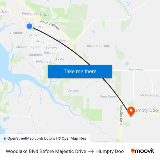 Woodlake Blvd Before Majestic Drive to Humpty Doo map