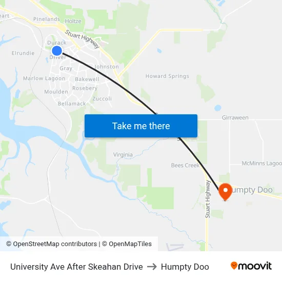 University Ave After Skeahan Drive to Humpty Doo map