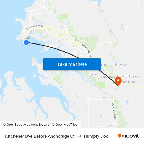 Kitchener Dve Before Anchorage Ct to Humpty Doo map