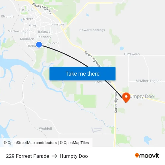 229 Forrest Parade to Humpty Doo map