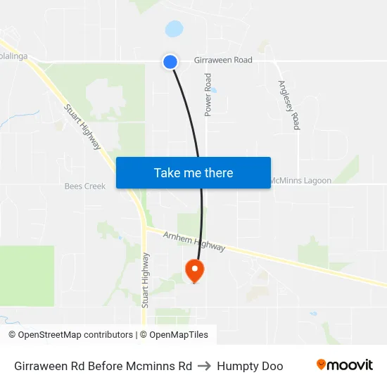 Girraween Rd Before Mcminns Rd to Humpty Doo map