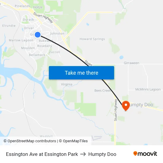 Essington Ave at Essington Park to Humpty Doo map