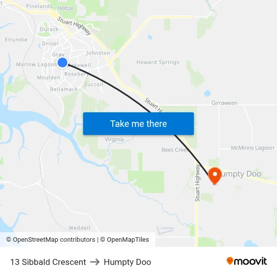 13 Sibbald Crescent to Humpty Doo map