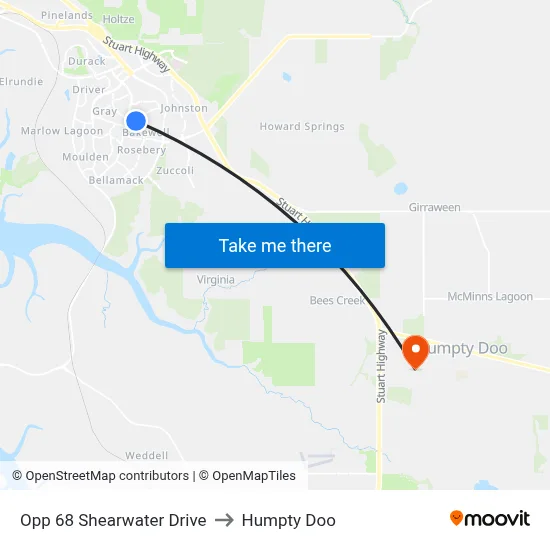 Opp 68 Shearwater Drive to Humpty Doo map
