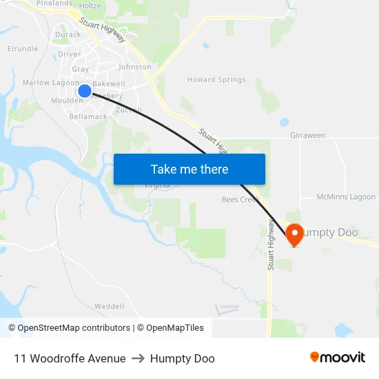 11 Woodroffe Avenue to Humpty Doo map