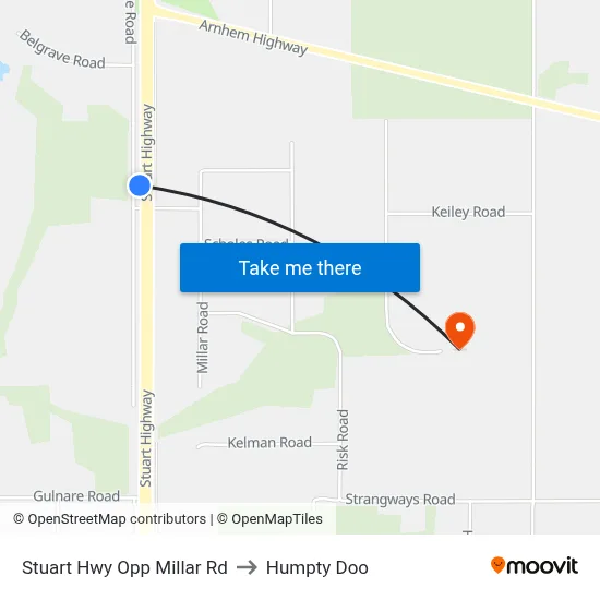 Stuart Hwy Opp Millar Rd to Humpty Doo map