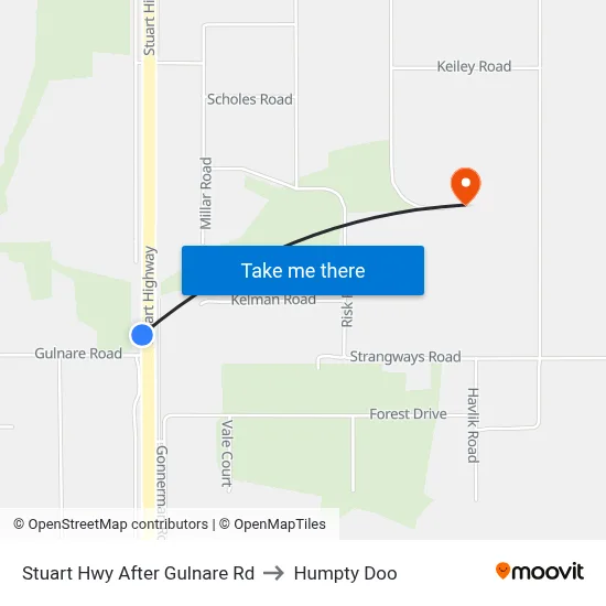 Stuart Hwy After Gulnare Rd to Humpty Doo map