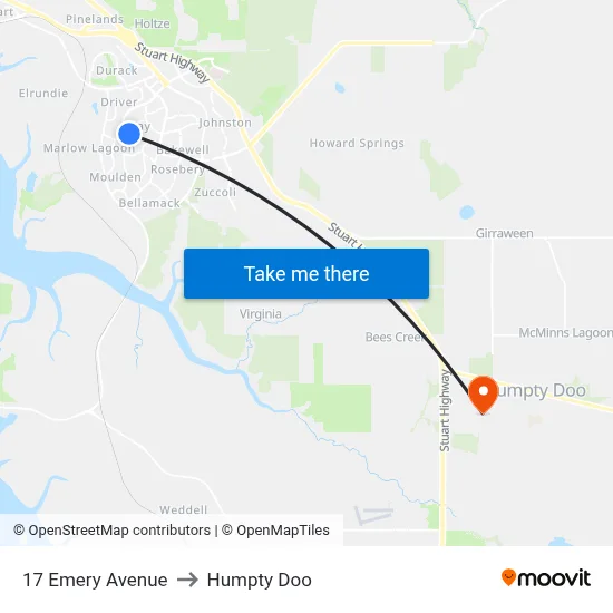 17 Emery Avenue to Humpty Doo map