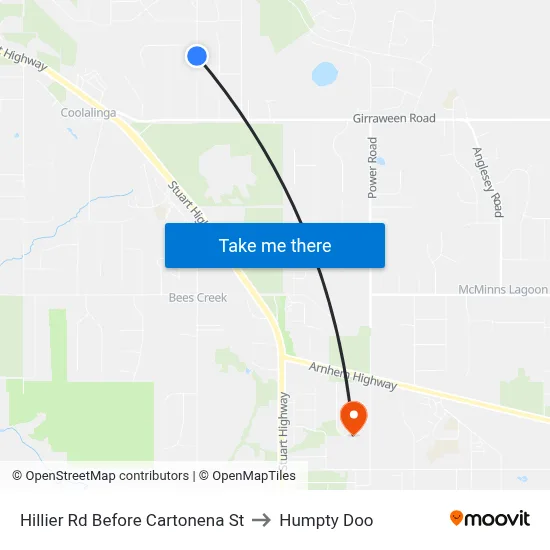 Hillier Rd Before Cartonena St to Humpty Doo map