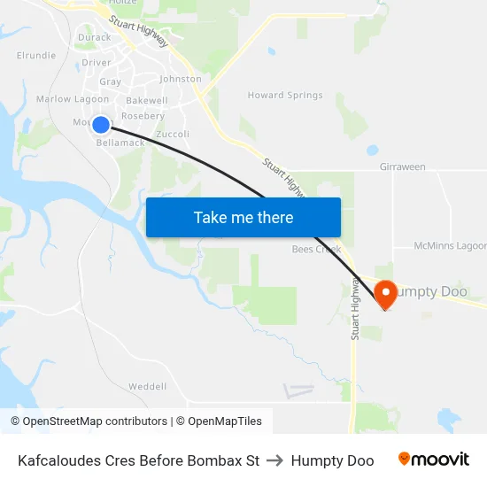 Kafcaloudes Cres Before Bombax St to Humpty Doo map