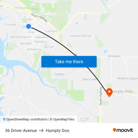 36 Driver Avenue to Humpty Doo map