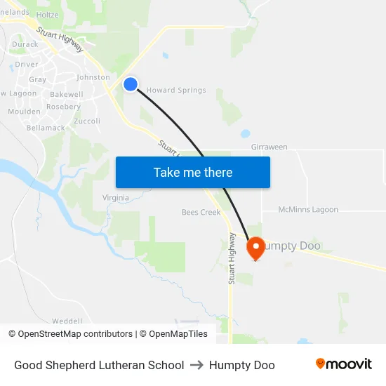 Good Shepherd Lutheran School to Humpty Doo map