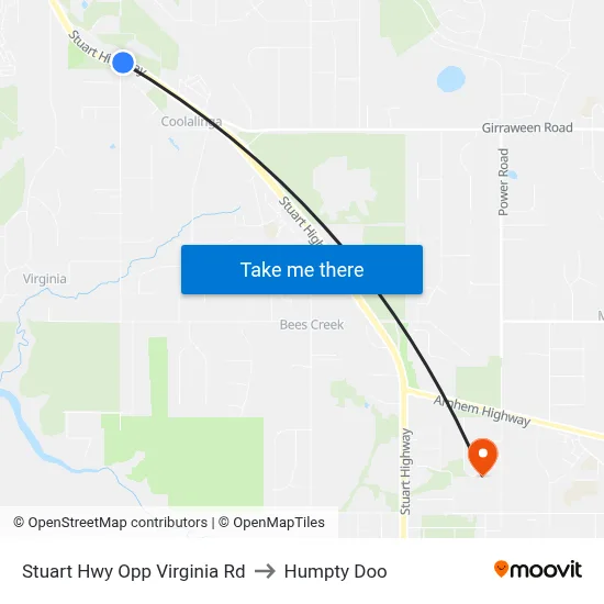 Stuart Hwy Opp Virginia Rd to Humpty Doo map