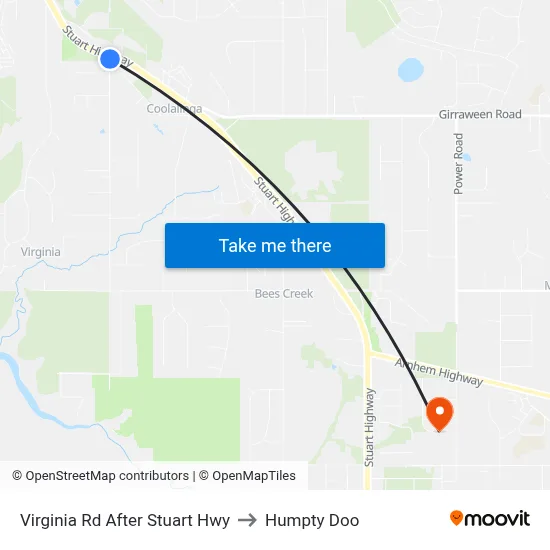 Virginia Rd After Stuart Hwy to Humpty Doo map