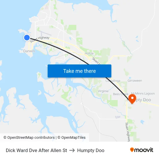 Dick Ward Dve After Allen St to Humpty Doo map