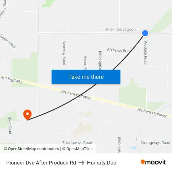 Pioneer Dve After Produce Rd to Humpty Doo map