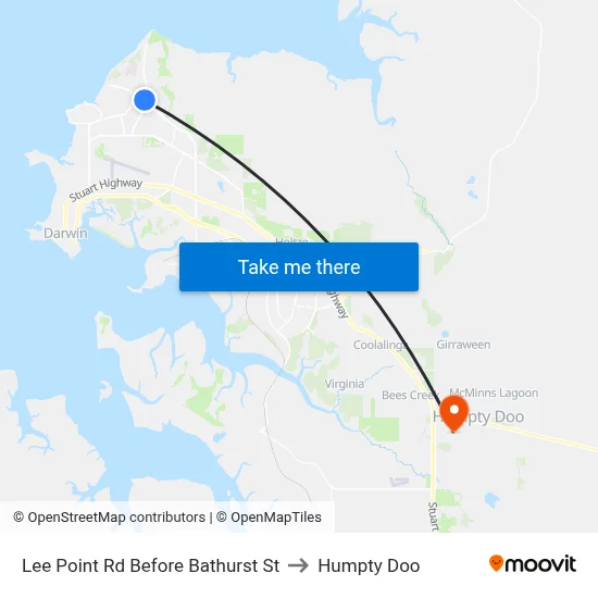 Lee Point Rd Before Bathurst St to Humpty Doo map