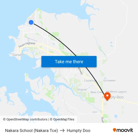 Nakara School (Nakara Tce) to Humpty Doo map