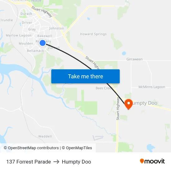 137 Forrest Parade to Humpty Doo map