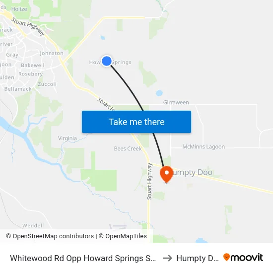 Whitewood Rd Opp Howard Springs School to Humpty Doo map
