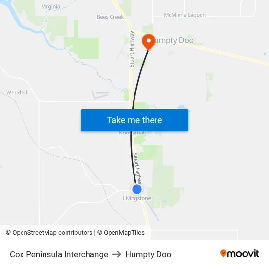 Cox Peninsula Interchange to Humpty Doo map