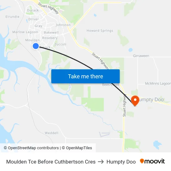 Moulden Tce Before Cuthbertson Cres to Humpty Doo map