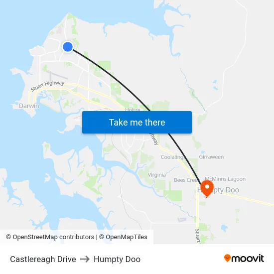 Castlereagh Drive to Humpty Doo map