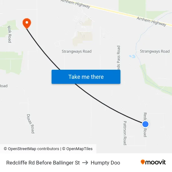 Redcliffe Rd Before Ballinger St to Humpty Doo map