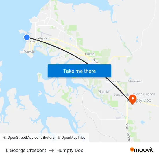 6 George Crescent to Humpty Doo map
