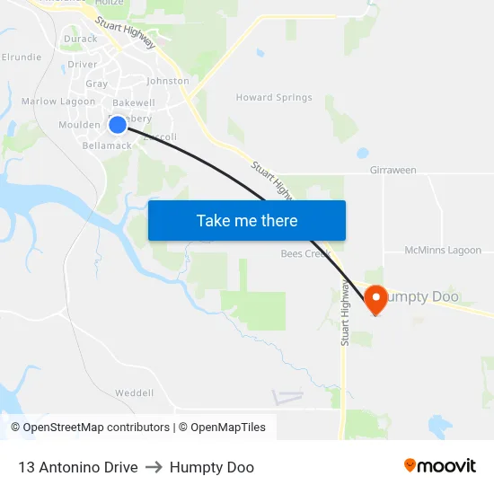 13 Antonino Drive to Humpty Doo map