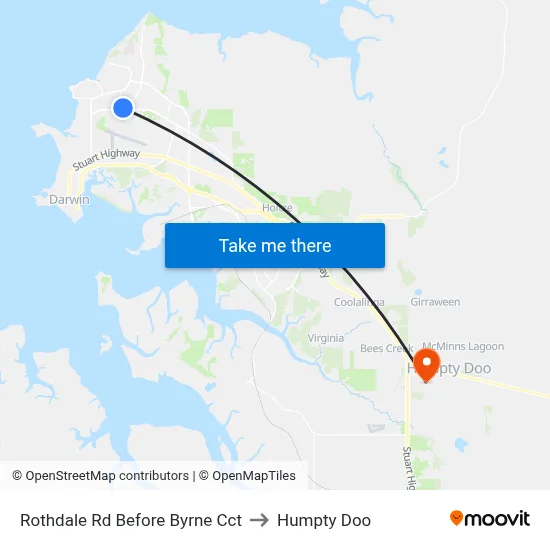 Rothdale Rd Before Byrne Cct to Humpty Doo map