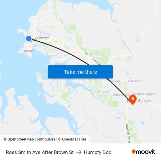 Ross Smith Ave After Brown St to Humpty Doo map