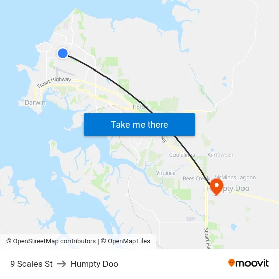 9 Scales St to Humpty Doo map