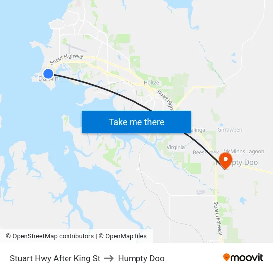 Stuart Hwy After King St to Humpty Doo map