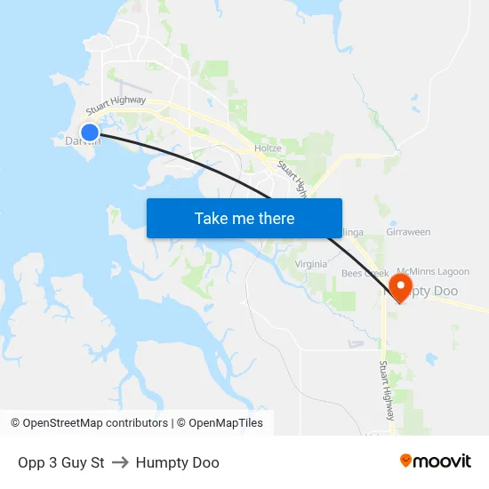 Opp 3 Guy St to Humpty Doo map