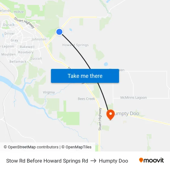 Stow Rd Before Howard Springs Rd to Humpty Doo map