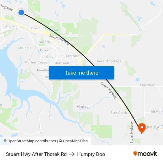 Stuart Hwy After Thorak Rd to Humpty Doo map