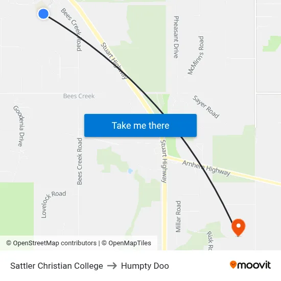 Sattler Christian College to Humpty Doo map