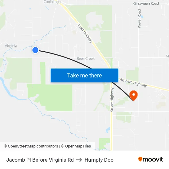 Jacomb Pl Before Virginia Rd to Humpty Doo map