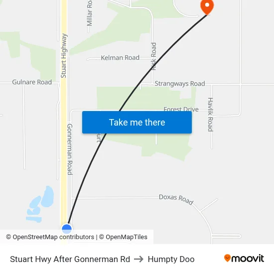 Stuart Hwy After Gonnerman Rd to Humpty Doo map